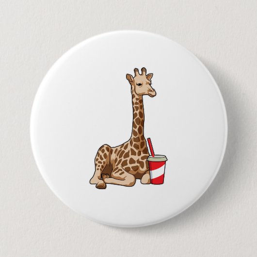 Giraffe mit Getränk Button (Vorderseite)