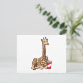 Giraffe mit Getränk Postkarte (Stehend Vorderseite)