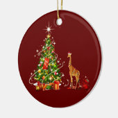 Giraffe mit Hat LIGHTS Weihnachten Keramik Ornament (Links)