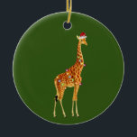 GIRAFFE mit Hat Lights Weihnachten Keramik Ornament<br><div class="desc">GIRAFFE mit Hat Lights Weihnachten</div>