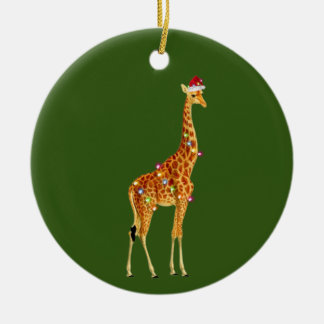GIRAFFE mit Hat Lights Weihnachten Keramik Ornament