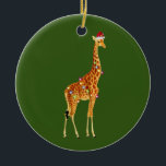 GIRAFFE mit Hat Scaft Weihnachten Keramik Ornament<br><div class="desc">GIRAFFE mit Hat Scaft Weihnachten</div>