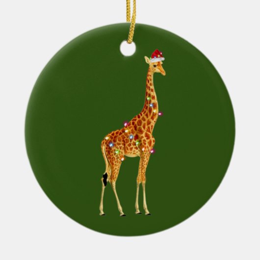 GIRAFFE mit Hat Scaft Weihnachten Keramik Ornament (Vorne)