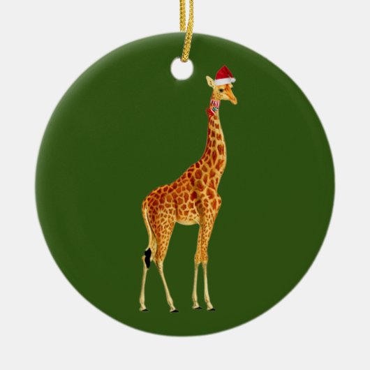 Giraffe mit Hat Scaft Weihnachten Keramik Ornament (Vorne)