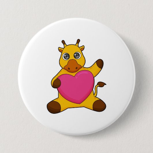 Giraffe mit Herz Button (Vorderseite)