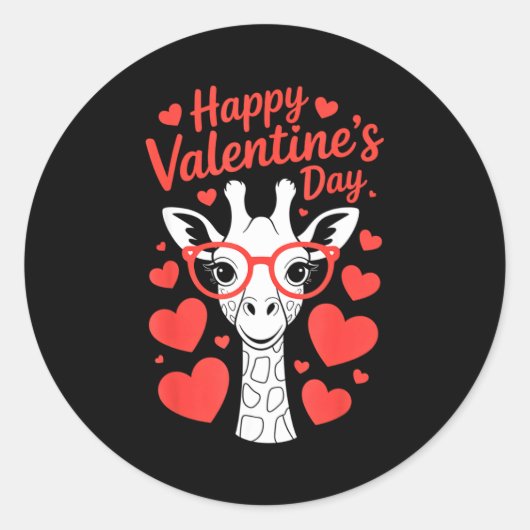 Giraffe mit Herz feiert Valentinstag Runder Aufkleber (Vorderseite)