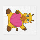 Giraffe mit Herz Fleecedecke (Vorderseite (Horizontal))