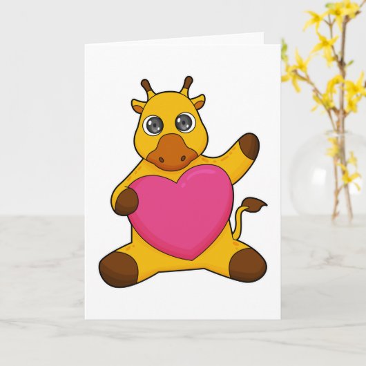 Giraffe mit Herz Karte (Gelbe Blume)