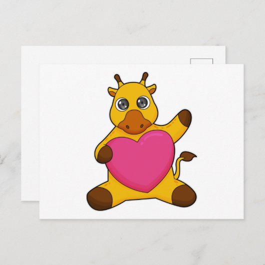 Giraffe mit Herz Postkarte (Vorne/Hinten)