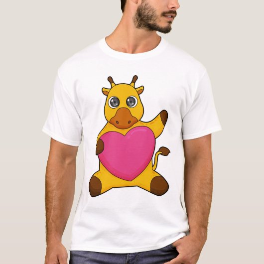 Giraffe mit Herz T-Shirt (Vorderseite)