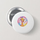 Giraffe mit Herzen Adorable farbenfrohe Liebe Button (Vorne & Hinten)