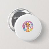 Giraffe mit Herzen Adorable farbenfrohe Liebe Button (Vorne & Hinten)
