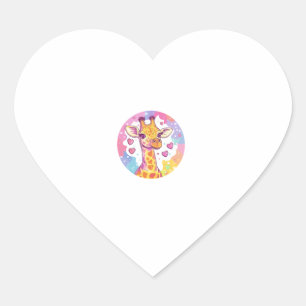 Giraffe mit Herzen Adorable farbenfrohe Liebe Herz-Aufkleber
