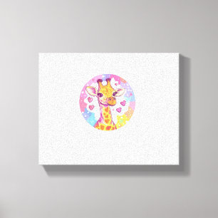 Giraffe mit Herzen Adorable farbenfrohe Liebe Leinwanddruck