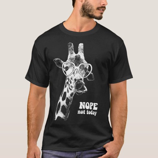 Giraffe mit Herzgläser nope noch nicht heute T-Shirt (Vorderseite)