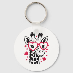 Giraffe mit Herzgles Liebe Feier Valentine Schlüsselanhänger