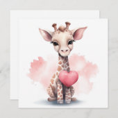 Giraffe mit HerzValentinstag-Karte Feiertagskarte (Vorne/Hinten)