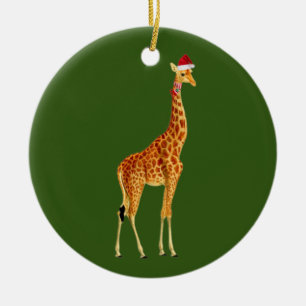 Giraffe mit Hutschuh Weihnachten Keramik Ornament
