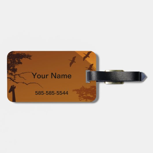 Giraffe mit ihrer Babysafariart Gepäckanhänger (Rückseite horizontal)