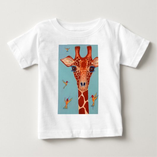 Giraffe mit Kolibris Baby T-shirt (Vorderseite)