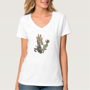 Giraffe mit langgezeichneter Rose T-Shirt