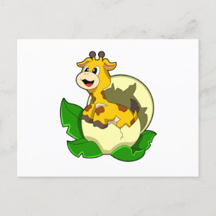 Giraffe mit Leaf & Egg Postkarte