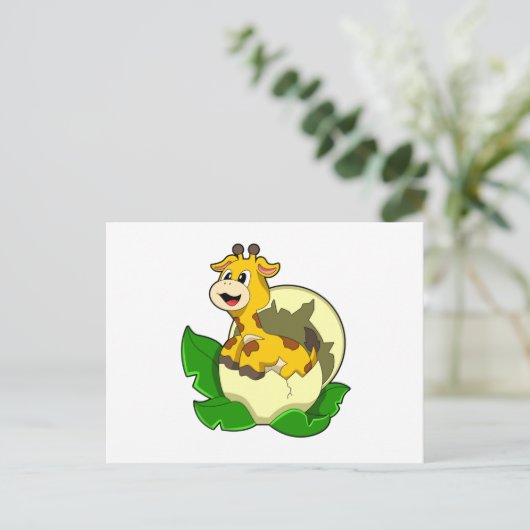 Giraffe mit Leaf & Egg Postkarte (Stehend Vorderseite)