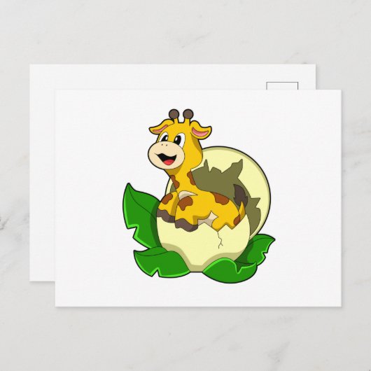 Giraffe mit Leaf & Egg Postkarte (Vorne/Hinten)