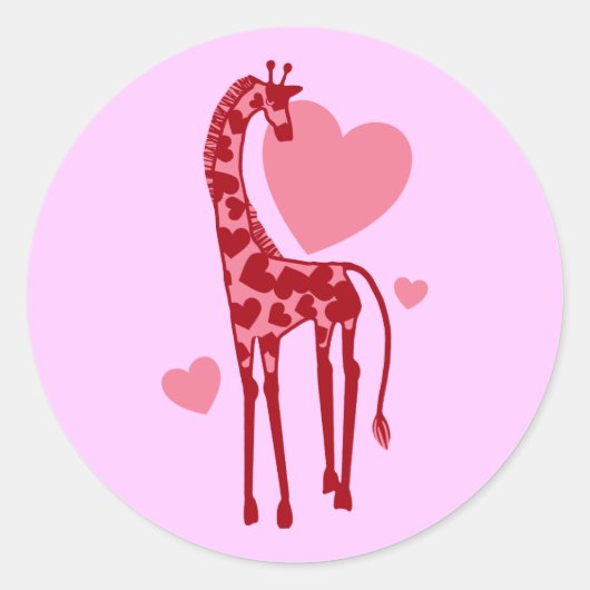 Giraffe mit Liebe Runder Aufkleber (Vorderseite)