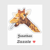 Giraffe mit Lila Zunge und Ihrem Namen Vinyl Aufkleber (Blatt)