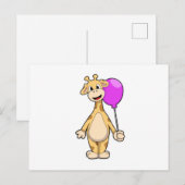 Giraffe mit Luftballon Postkarte (Vorne/Hinten)