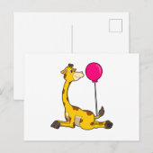 Giraffe mit Luftballon Postkarte (Vorne/Hinten)