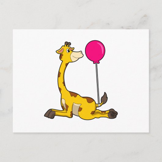 Giraffe mit Luftballon Postkarte (Vorderseite)