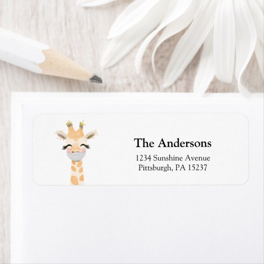 Giraffe mit Maske-Rücksendeadresse (Insitu)