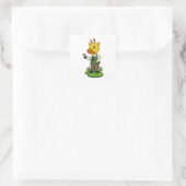 Giraffe mit Mobile Quadratischer Aufkleber (Tasche)