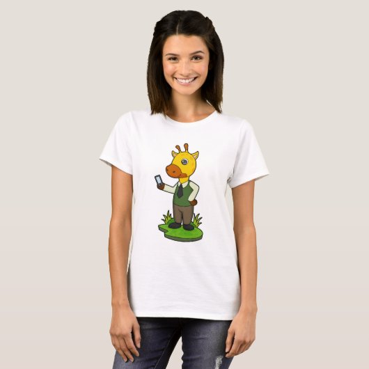 Giraffe mit Mobile T-Shirt (Vorne ganz)