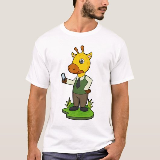 Giraffe mit Mobile T-Shirt (Vorderseite)