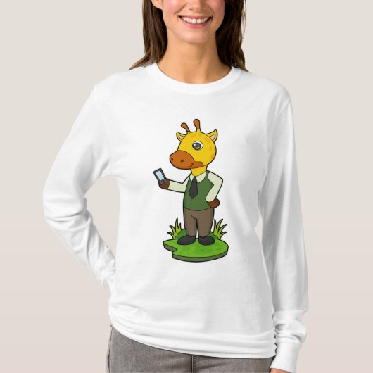Giraffe mit Mobile T-Shirt (Vorderseite)