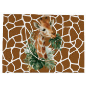Giraffe mit Palmen Große Geschenktüte (Rückseite)