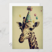 Giraffe mit Party-Hat-Flachbildschirm Dankeskarte (Vorne/Hinten)