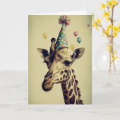 Giraffe mit Party Hat Grußkarte Karte (Gelbe Blume)