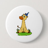 Giraffe mit Party-Hut Button (Vorderseite)