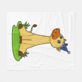 Giraffe mit Party-Hut Fleecedecke (Vorderseite (Horizontal))