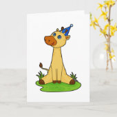 Giraffe mit Party-Hut Karte (Gelbe Blume)