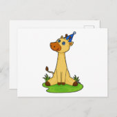 Giraffe mit Party-Hut Postkarte (Vorne/Hinten)