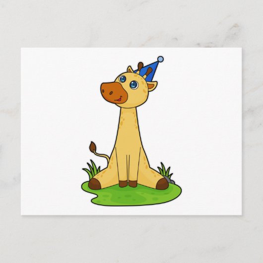 Giraffe mit Party-Hut Postkarte (Vorderseite)