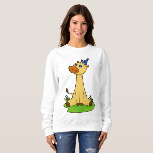 Giraffe mit Party-Hut Sweatshirt (Vorne ganz)