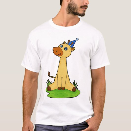 Giraffe mit Party-Hut T-Shirt (Vorderseite)