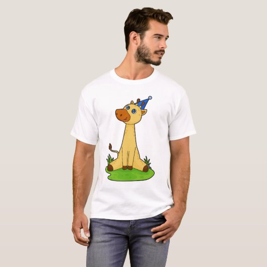 Giraffe mit Party-Hut T-Shirt (Vorne ganz)