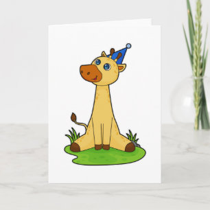 Giraffe mit Partyhut Karte